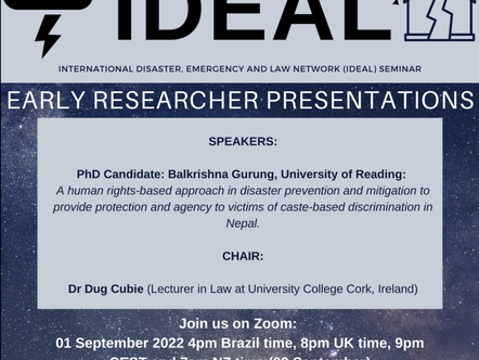 IDEAL online seminar: Early career researcher presentation IDEAL online seminar: Early career researcher presentation