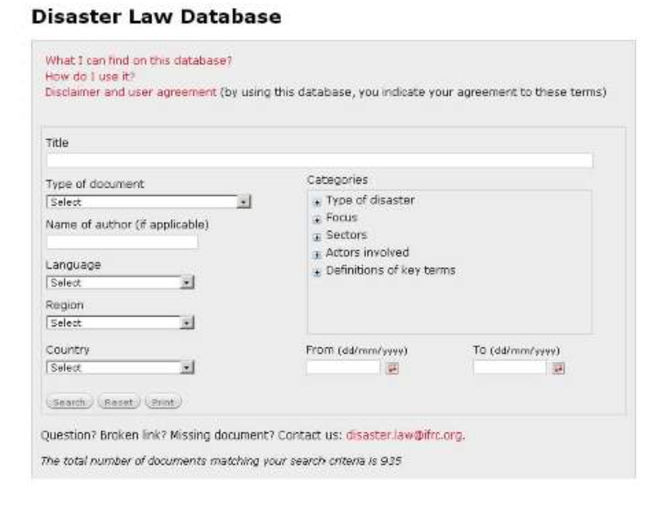 Updated IFRC Disaster Law Database up and running