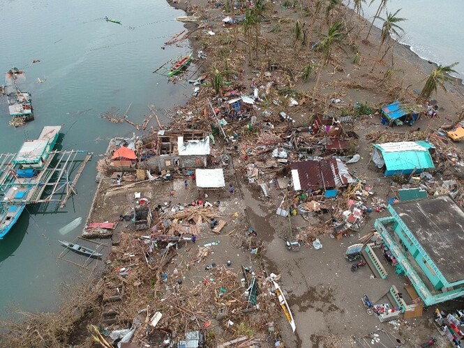 Destruction after a typhoon in the Philippines