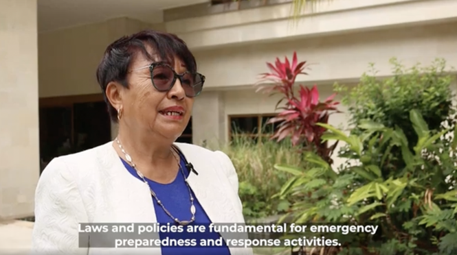 The role of law and National Societies in climate change adaptation and disaster risk reduction Ms. Alice Ralisoa, President of the Malagasy Red Cross Society, discusses the importance of laws and policies for emergency preparedness and response activities