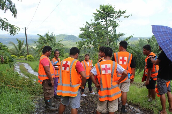 Evacuation plan briefing after Tropical Cyclone Gita tore through Samoa