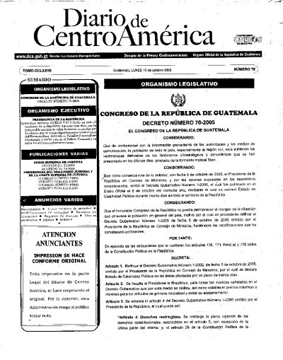 Decreto 70-2005 Estado de Calamidad Tormenta Stan.pdf