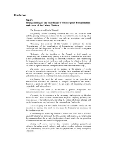 ECOSOC_2009-3_Strengthening of the coordination of emergency humanitarian assistance of the United Nations.pdf