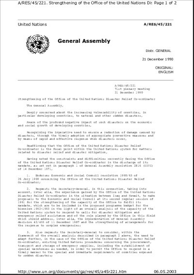 UN General Assembly Resolution, Strengthening Of The Office Of The ...