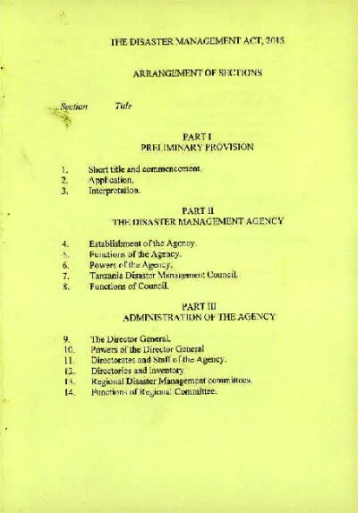 Tanzania - Disaster Management Act 2015.PDF