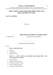 Mauritius - The National Disaster Risk Reduction and Management Act 2016.PDF